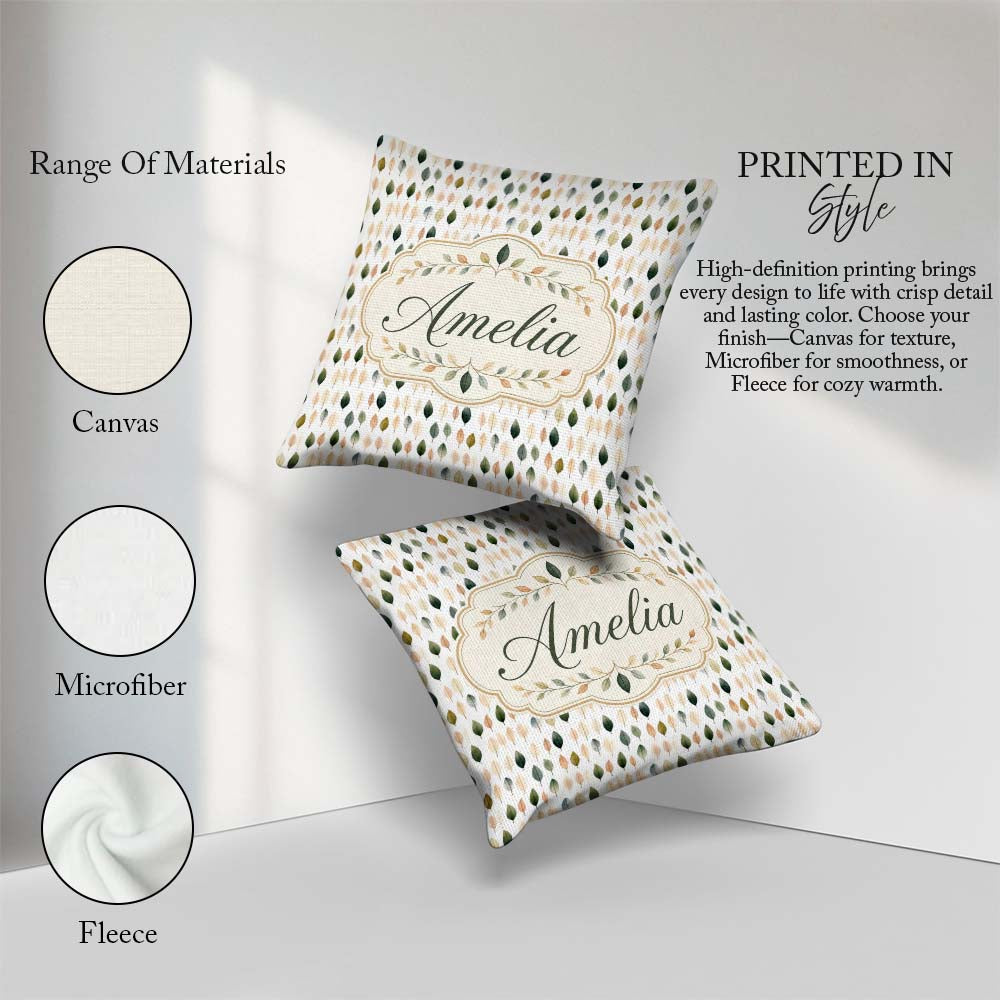 Custom Name Scattered Neutral Tone Elegant Seamless Pattern Name Square Filled Cushion Throw Pillow Sofa Bed Home Decor Zip Washable UK Made