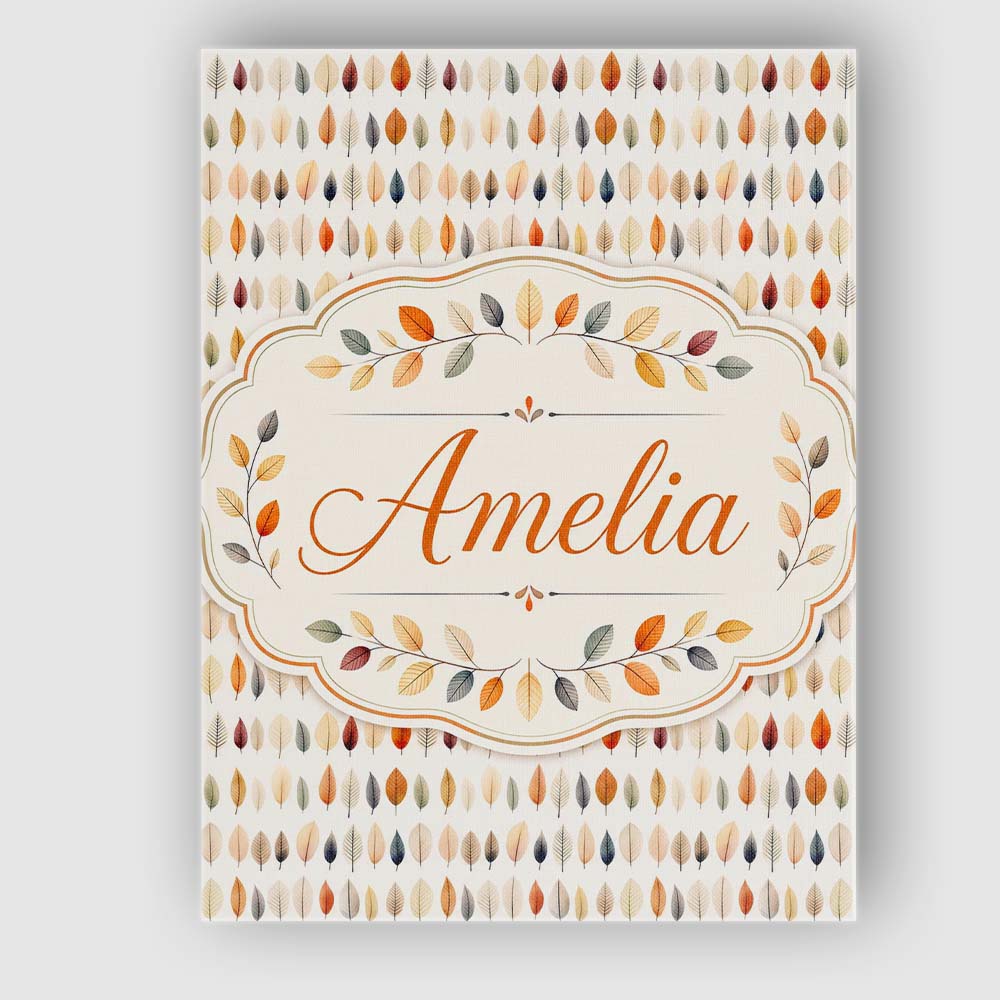 Personalised Name Small Multicolour Autumn Custom Unique Gift Idea Elegant Feature Canvas Wall Art Print Decor Picture Ready to Hang
