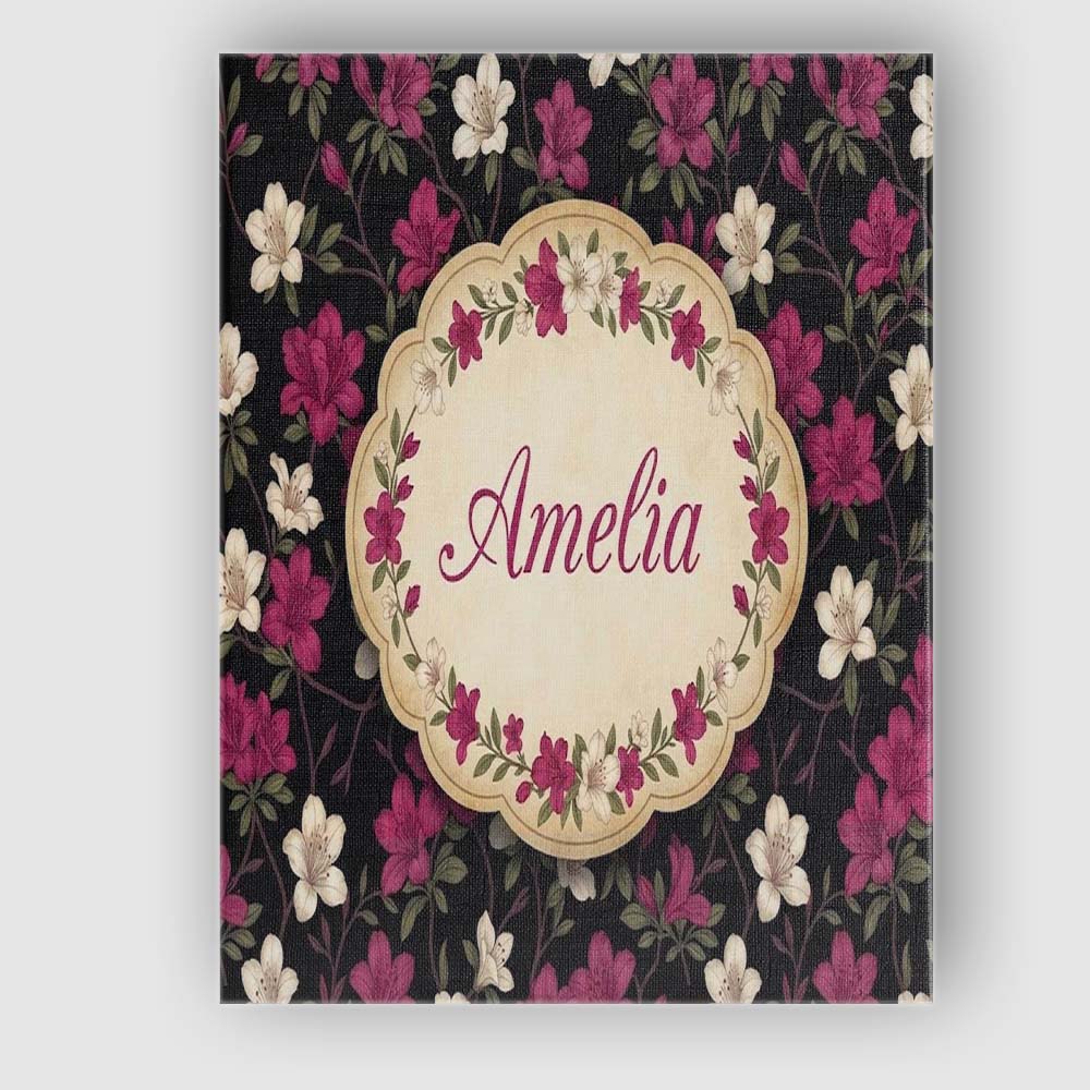 Personalised Name Elegant Pink Floral Custom Modern Room Accent Creative Decorator Style Canvas Wall Art Print Decor Picture Ready to Hang