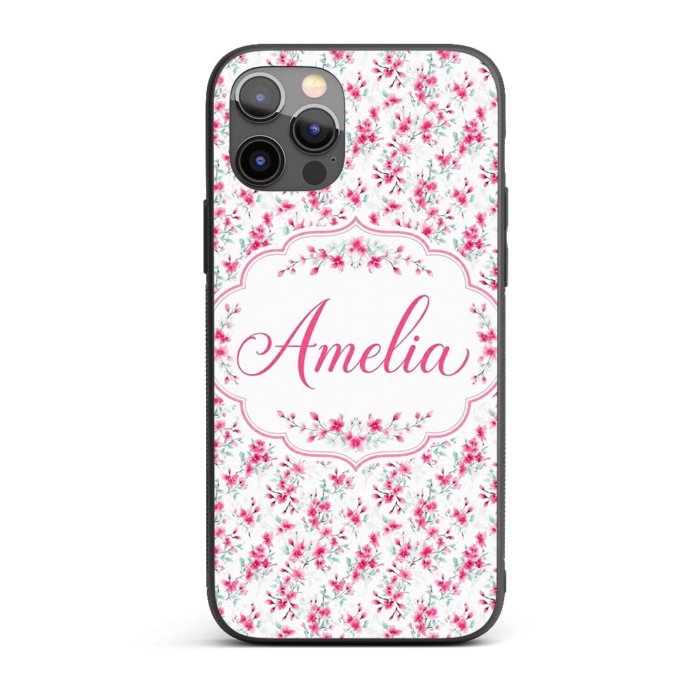 Light Cherry Blossom Branches on Printed Design Custom Name Protective Phone Case Mobile Cover Durable Everyday Smartphone Shock Resistant