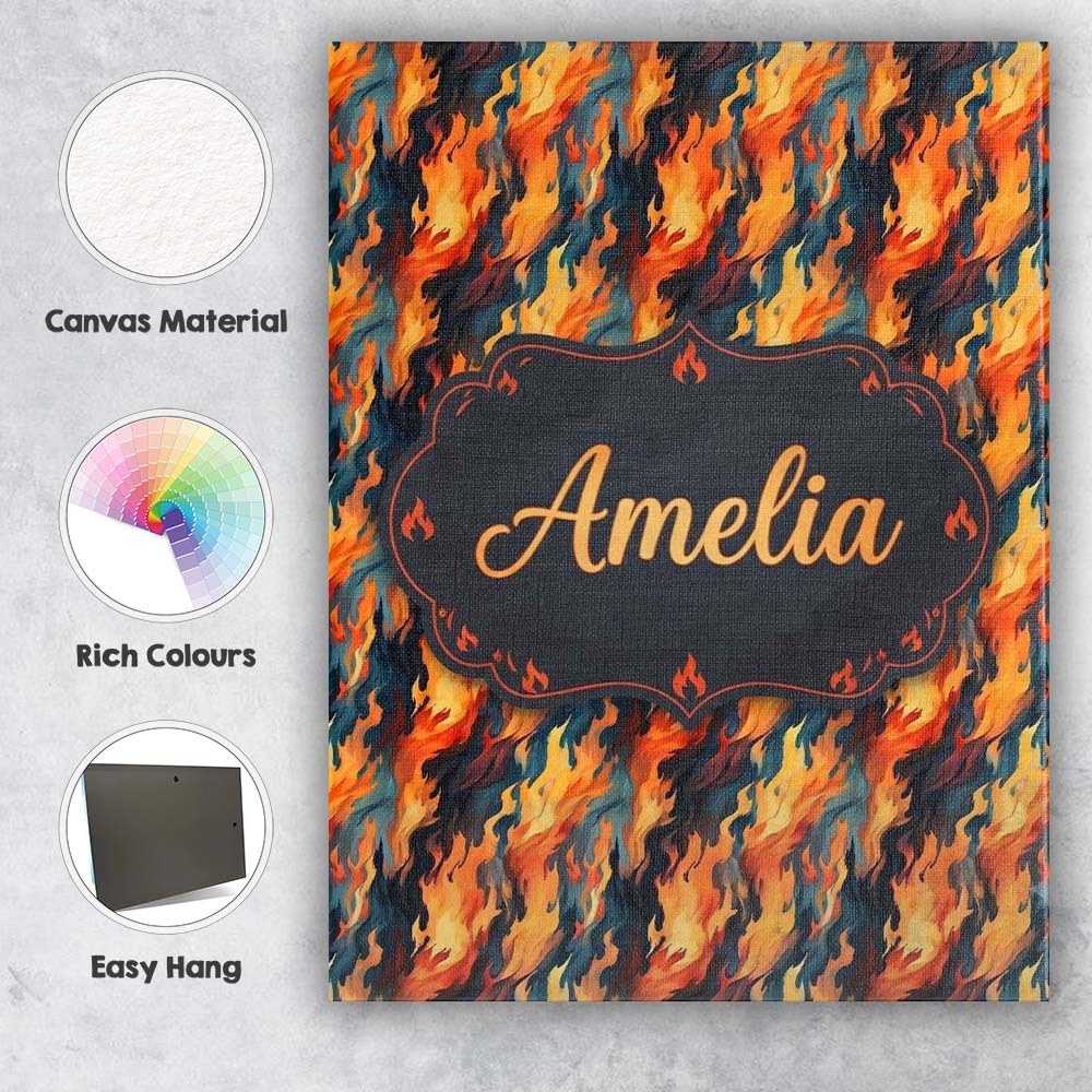Personalised Name Abstract Flowing Flames Custom Unique Gift Idea Elegant Feature Canvas Wall Art Print Decor Picture Ready to Hang
