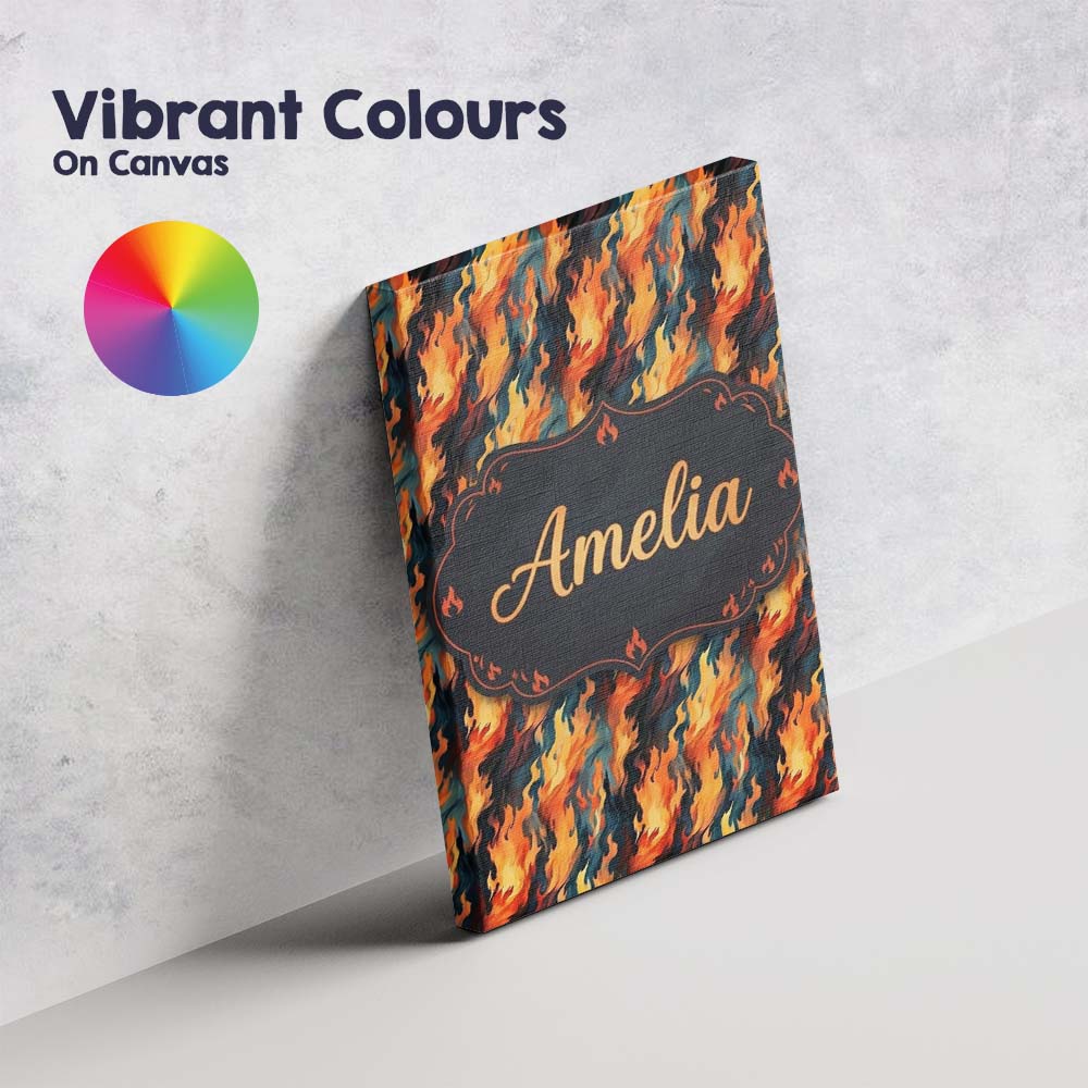 Personalised Name Abstract Flowing Flames Custom Unique Gift Idea Elegant Feature Canvas Wall Art Print Decor Picture Ready to Hang