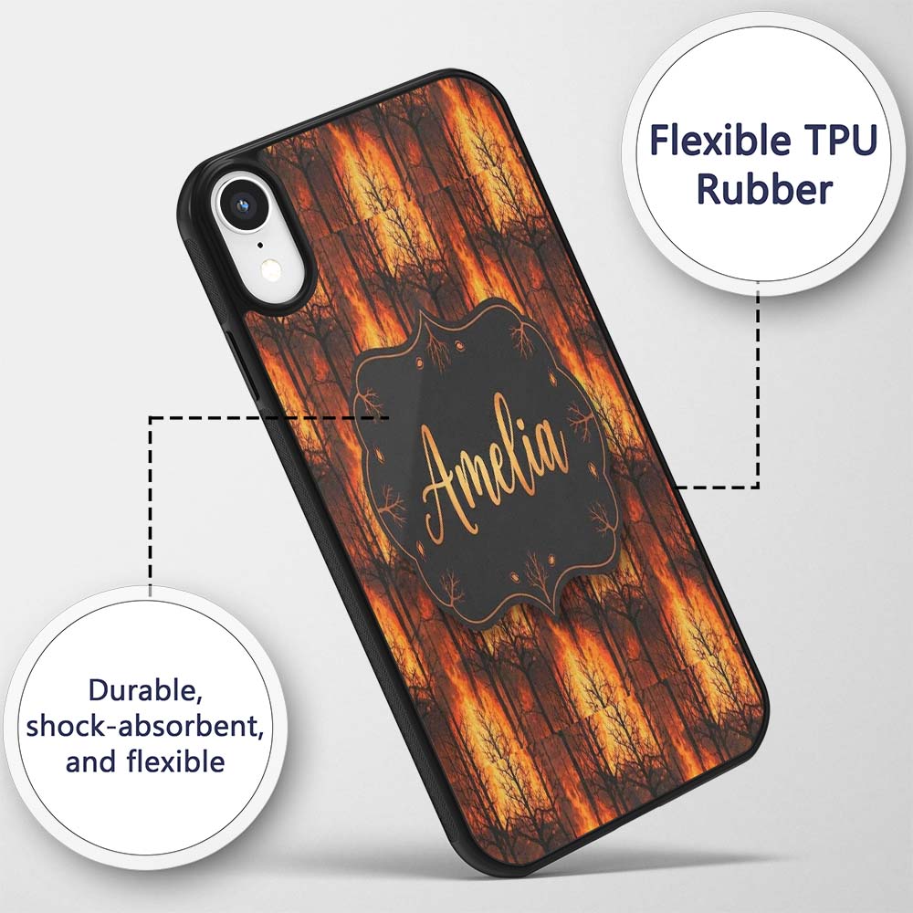 Wildfire Forest Landscape with Intense Burning Custom Name Protective Phone Case Mobile Cover Durable Everyday Smartphone Shock Resistant