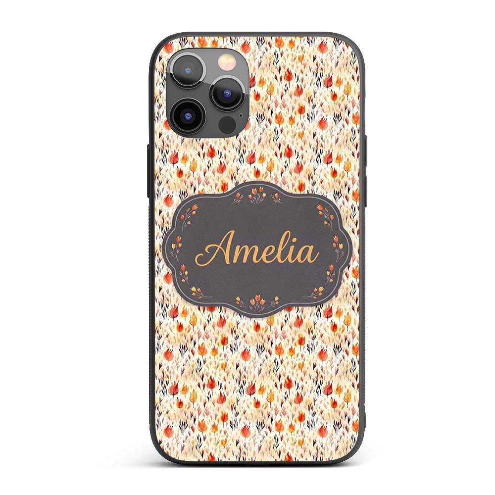 Small Autumn Floral Pattern in Printed Design Custom Name Protective Phone Case Mobile Cover Durable Everyday Smartphone Shock Resistant