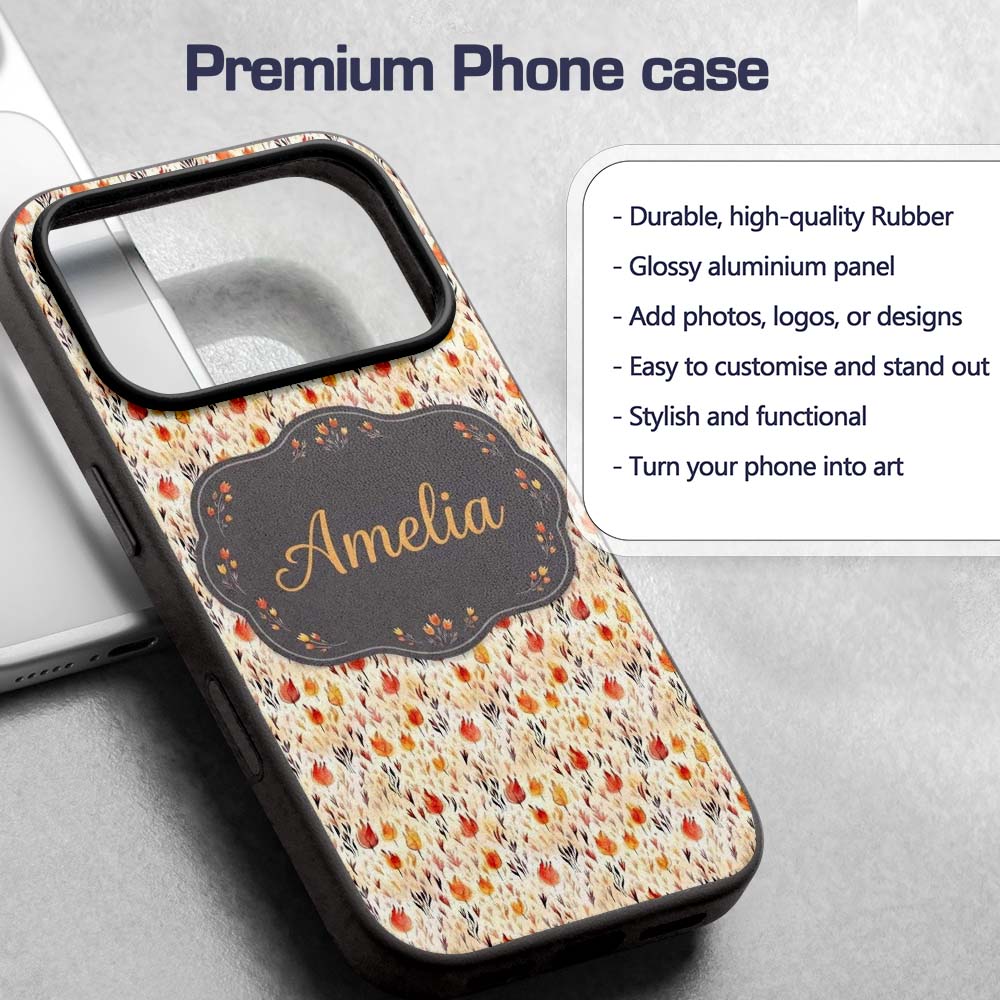 Small Autumn Floral Pattern in Printed Design Custom Name Protective Phone Case Mobile Cover Durable Everyday Smartphone Shock Resistant