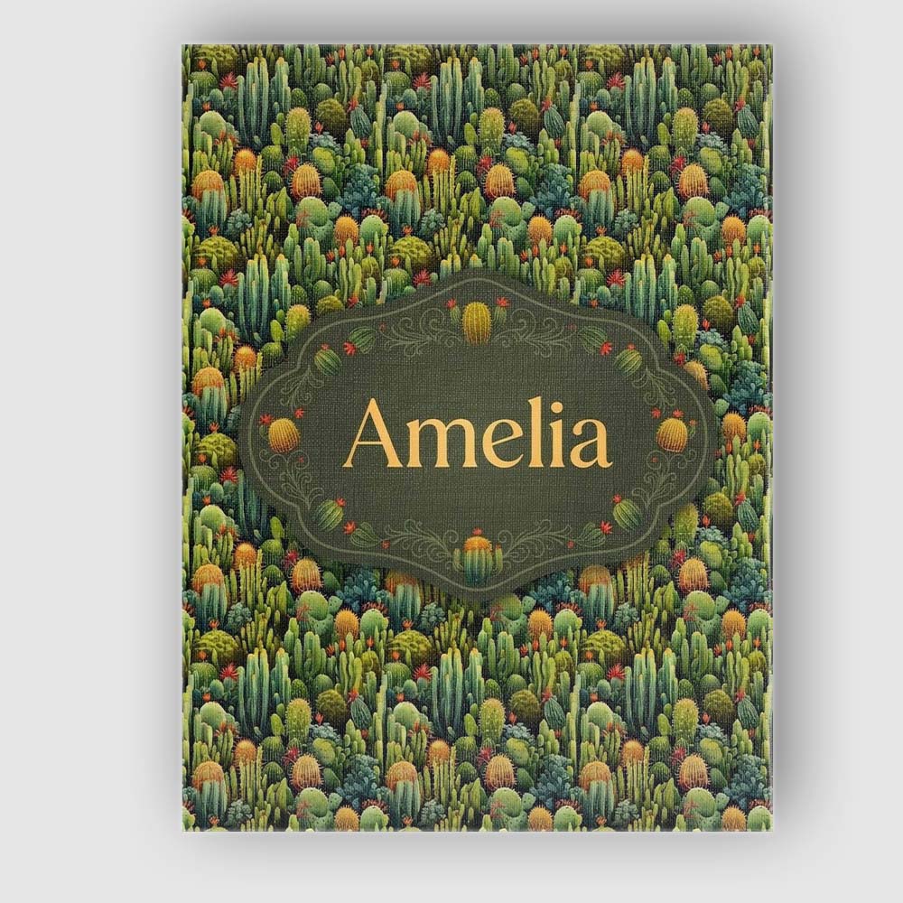 Personalised Name Dense Green Cactus Jungle Custom Bespoke Interior Contemporary Canvas Wall Art Print Decor Picture Ready to Hang