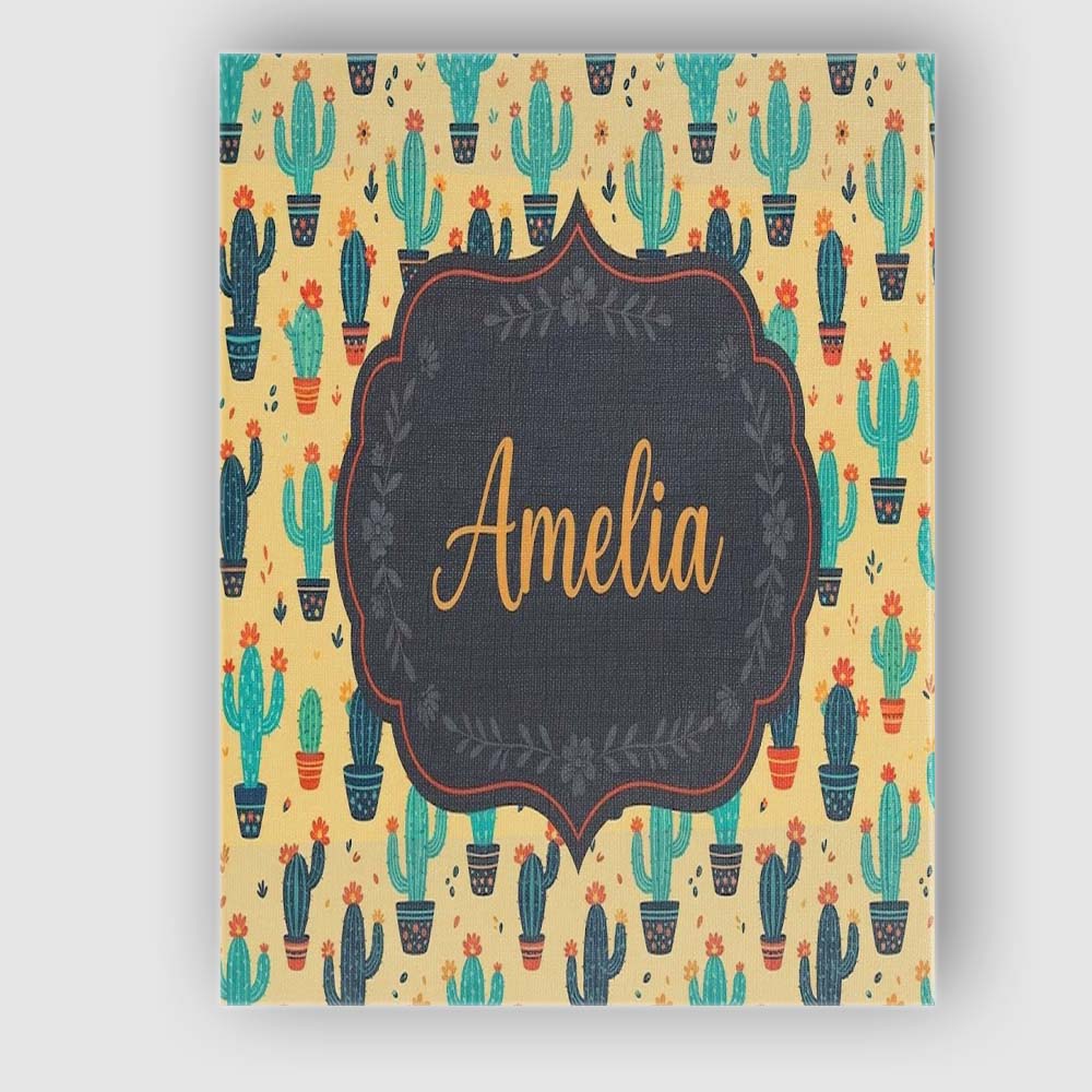 Personalised Name Cute Desert Cactus and Custom Unique Gift Idea Elegant Feature Canvas Wall Art Print Decor Picture Ready to Hang