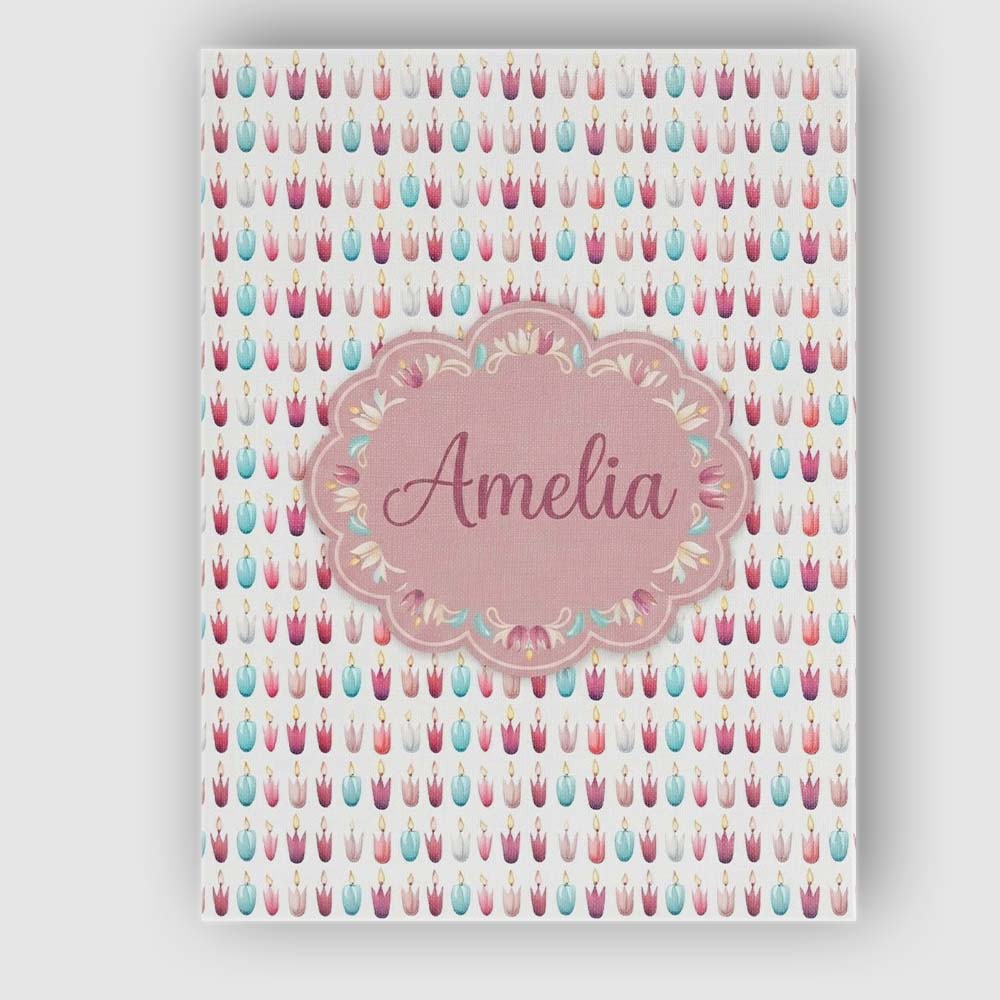 Personalised Name Soft Pastel Candle Shapes Custom Bespoke Interior Contemporary Canvas Wall Art Print Decor Picture Ready to Hang
