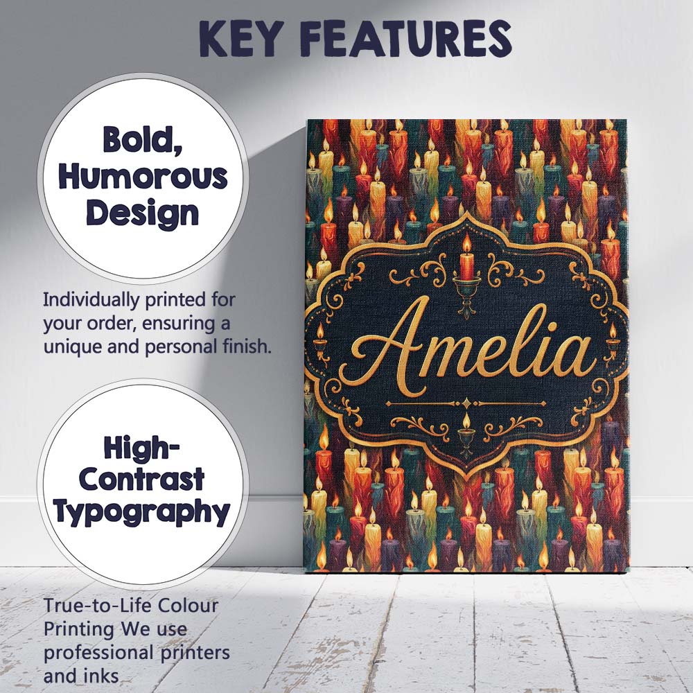 Personalised Name Vibrant Melted Wax Custom Premium Decorative Design Modern Room Accent Canvas Wall Art Print Decor Picture Ready to Hang
