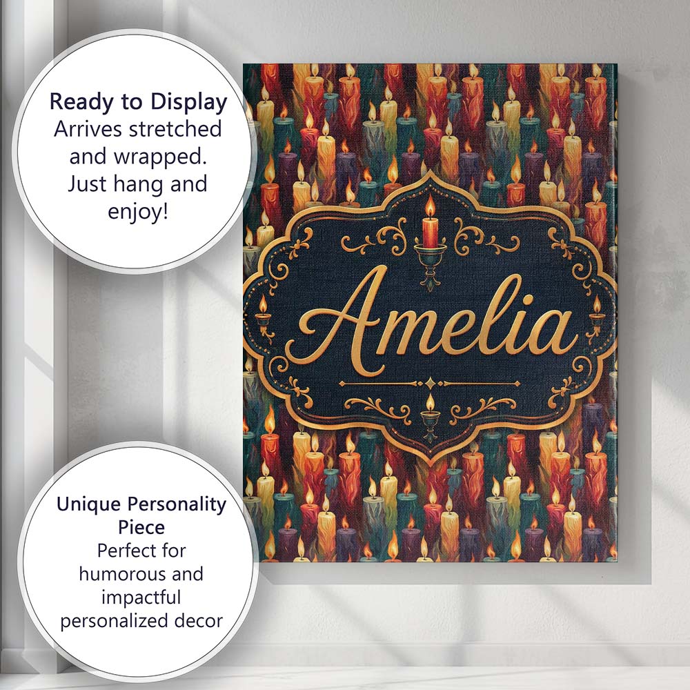 Personalised Name Vibrant Melted Wax Custom Premium Decorative Design Modern Room Accent Canvas Wall Art Print Decor Picture Ready to Hang
