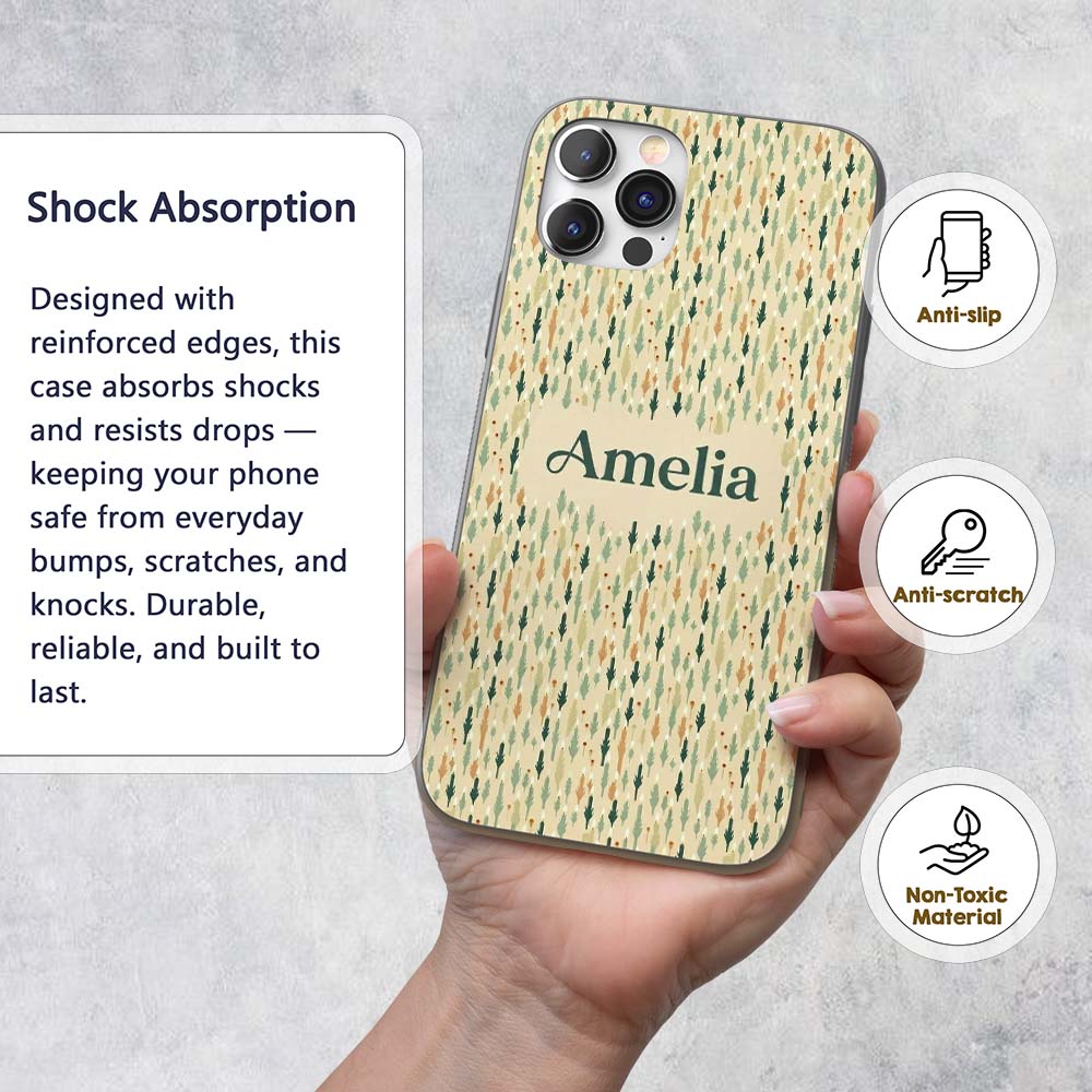 Abstract Leaf Shapes with Candle Lights Soft Custom Name Protective Phone Case Mobile Cover Durable Everyday Smartphone Shock Resistant