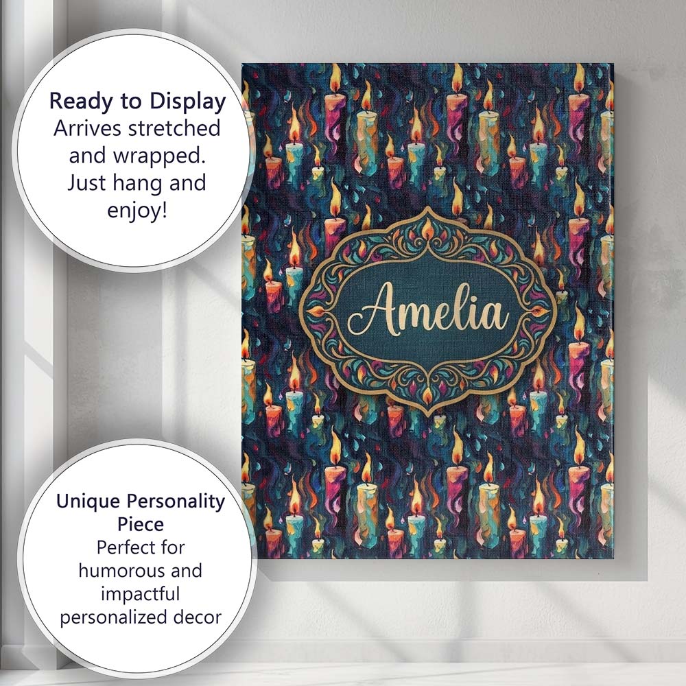 Personalised Name Artistic Melting Wax Custom Modern Room Accent Elegant Feature Canvas Wall Art Print Decor Picture Ready to Hang