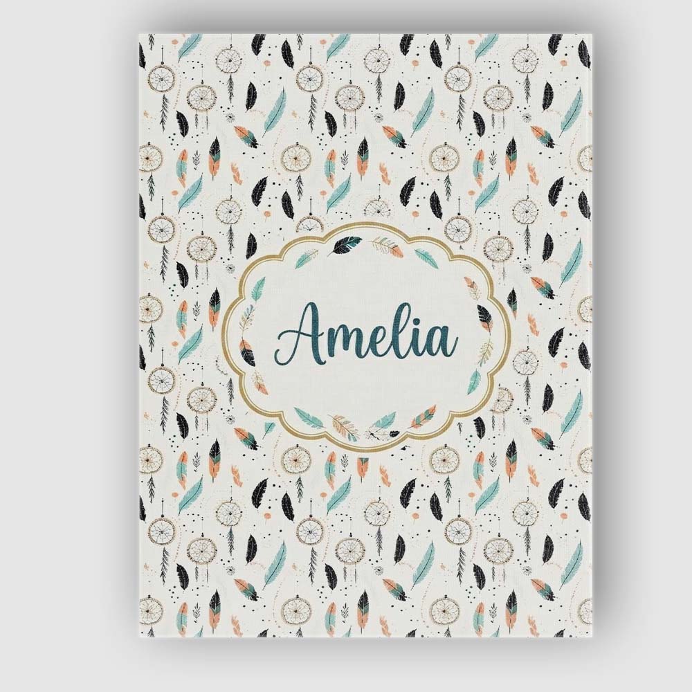 Personalised Name Boho Dreamcatcher Feathers Custom Bespoke Contemporary Display Canvas Wall Art Print Decor Picture Ready to Hang