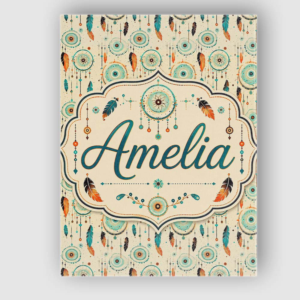 Personalised Name Turquoise Dreamcatcher Custom Unique Gift Idea Elegant Feature Canvas Wall Art Print Decor Picture Ready to Hang