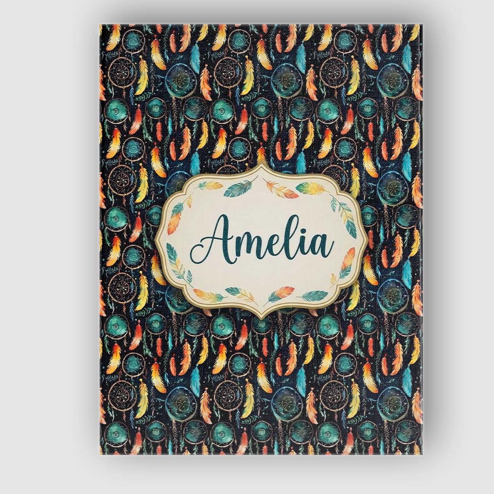 Personalised Name Vibrant Tribal Feathers Custom Unique Gift Idea Elegant Feature Canvas Wall Art Print Decor Picture Ready to Hang