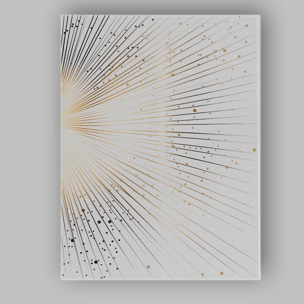 Abstract Gold Radiating Sunburst Lines Minimalist Geometric Canvas Wall Art Print Decor Picture Ready to Hang