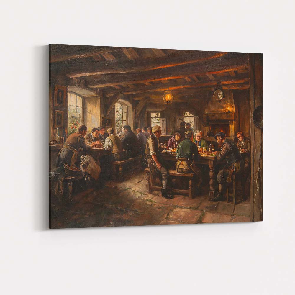 Warm Country Inn Dining Room Interior Painting Canvas Wall Art Print Decor Picture Ready to Hang