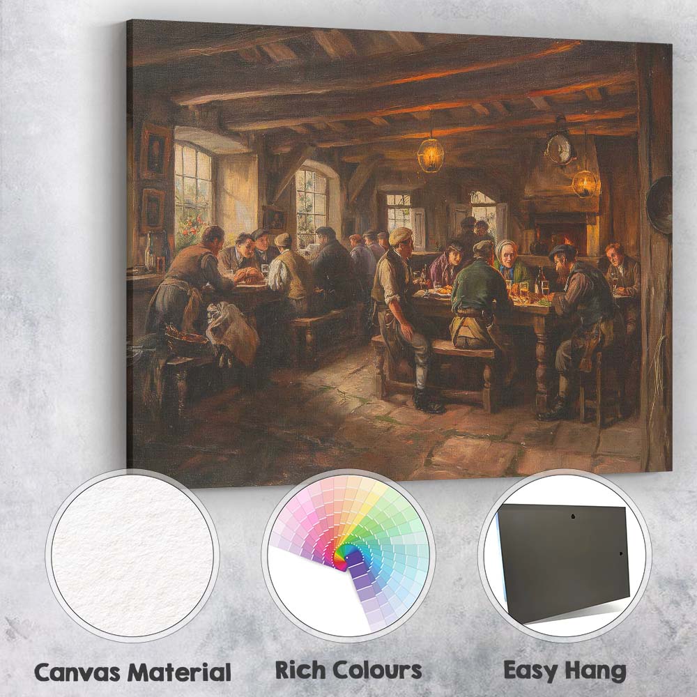 Warm Country Inn Dining Room Interior Painting Canvas Wall Art Print Decor Picture Ready to Hang
