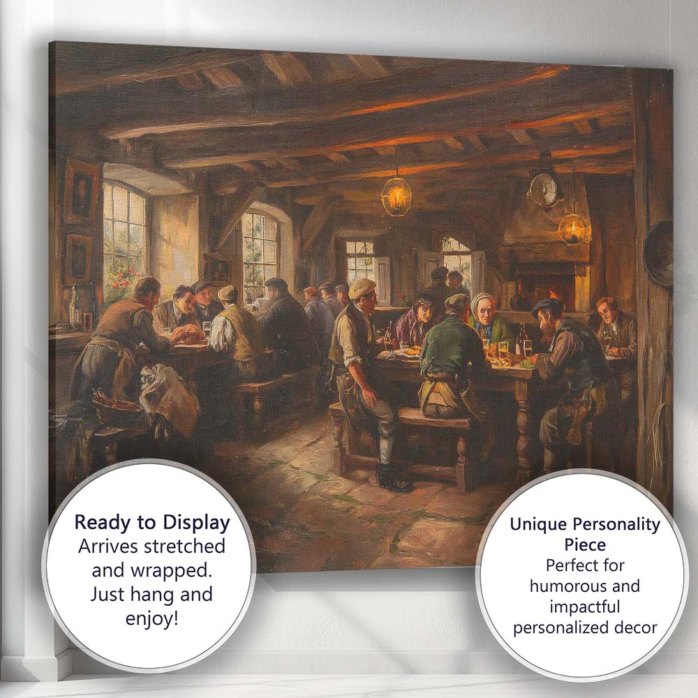 Warm Country Inn Dining Room Interior Painting Canvas Wall Art Print Decor Picture Ready to Hang