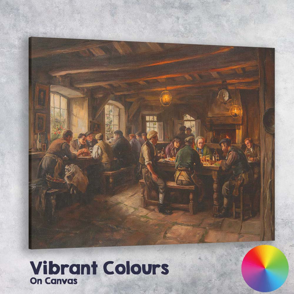 Warm Country Inn Dining Room Interior Painting Canvas Wall Art Print Decor Picture Ready to Hang