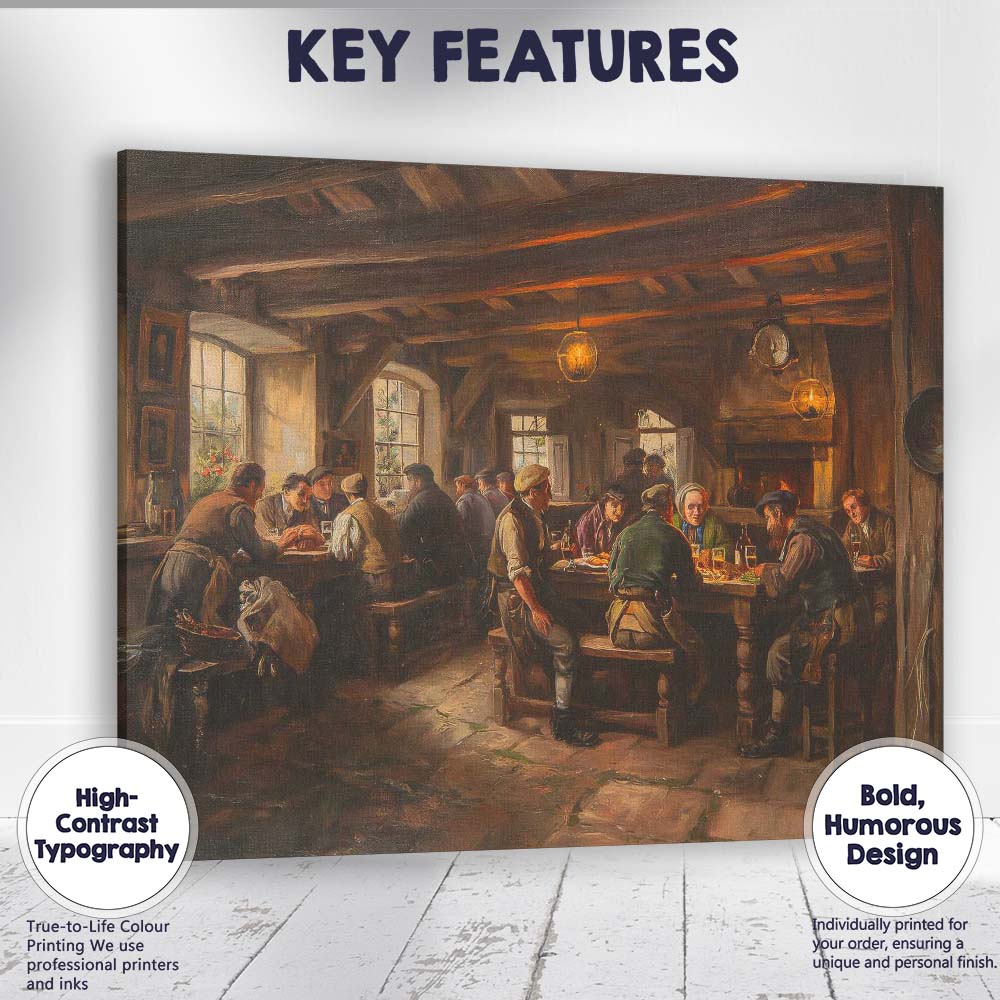 Warm Country Inn Dining Room Interior Painting Canvas Wall Art Print Decor Picture Ready to Hang