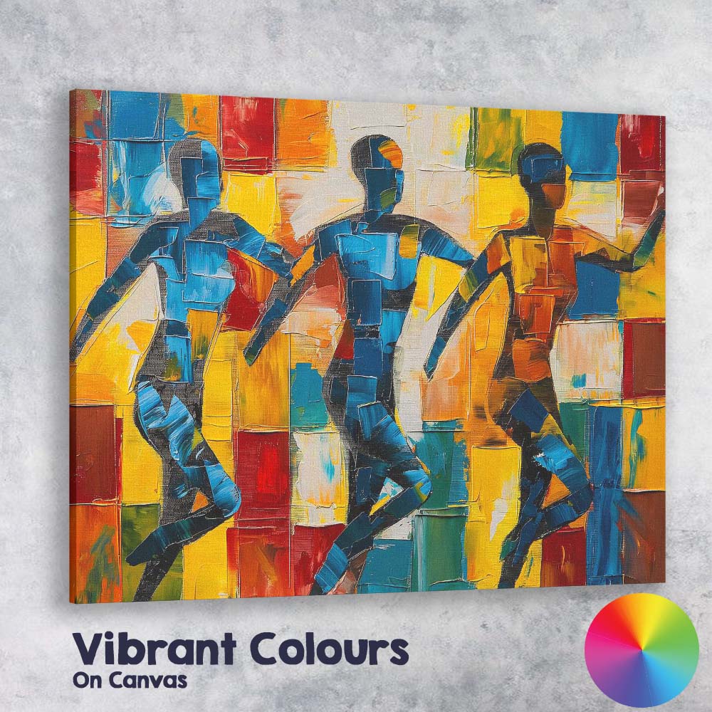 Modern Geometric Runners Colour Block Sports Artwork Canvas Wall Art Print Decor Picture Ready to Hang