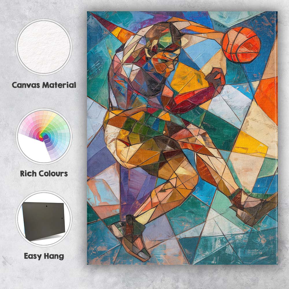 Cubist Basketball Player Dynamic Sports Portrait Canvas Wall Art Print Decor Picture Ready to Hang