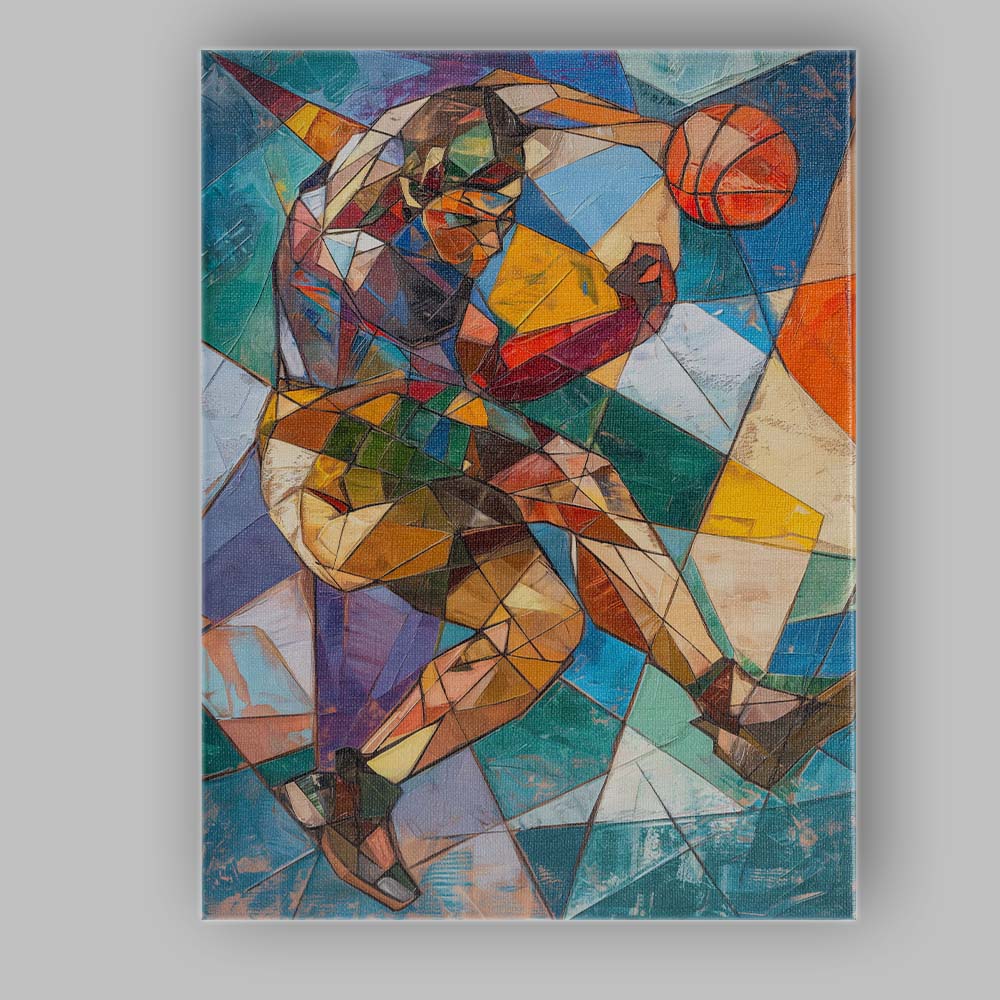 Cubist Basketball Player Dynamic Sports Portrait Canvas Wall Art Print Decor Picture Ready to Hang