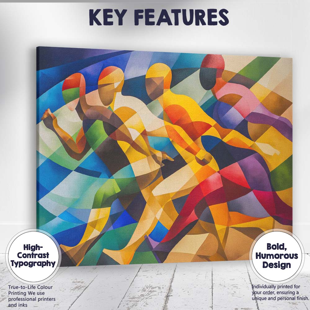 Abstract Flowing Marathon Runners Contemporary Colourful Art Canvas Wall Art Print Decor Picture Ready to Hang