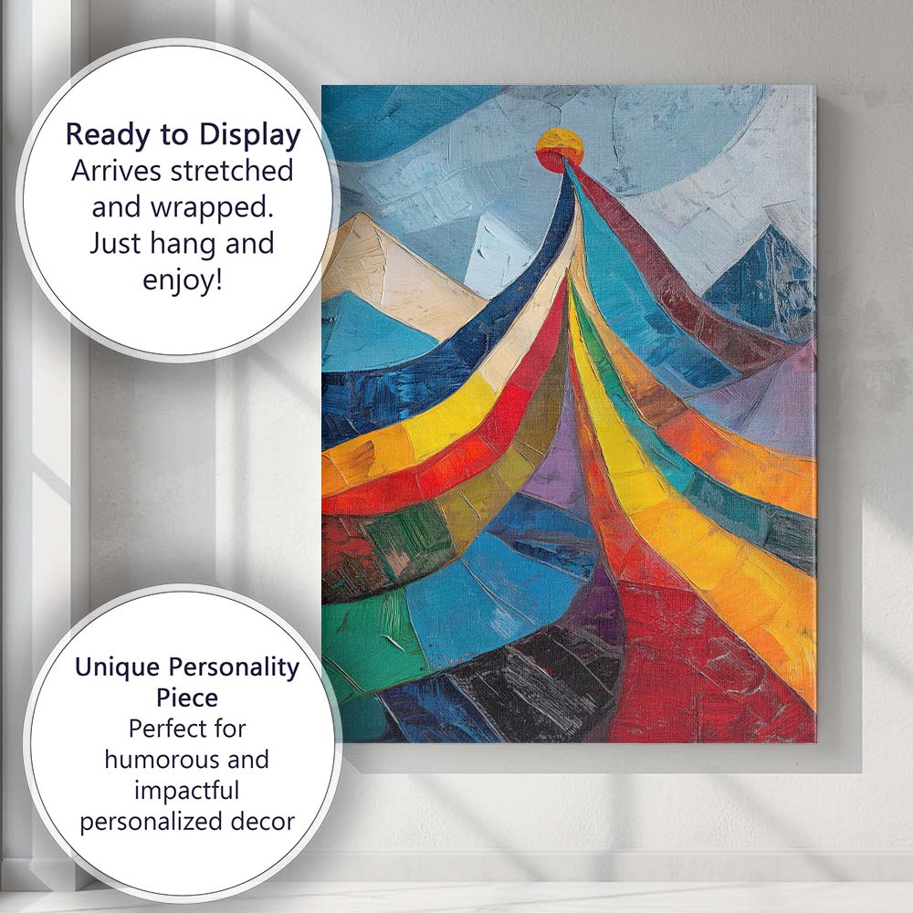 Abstract Rainbow Mountain Peak Geometric Landscape Painting Canvas Wall Art Print Decor Picture Ready to Hang