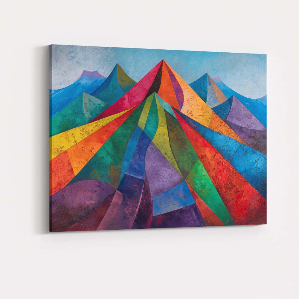Vibrant Geometric Mountain Range Modern Abstract Landscape Canvas Wall Art Print Decor Picture Ready to Hang