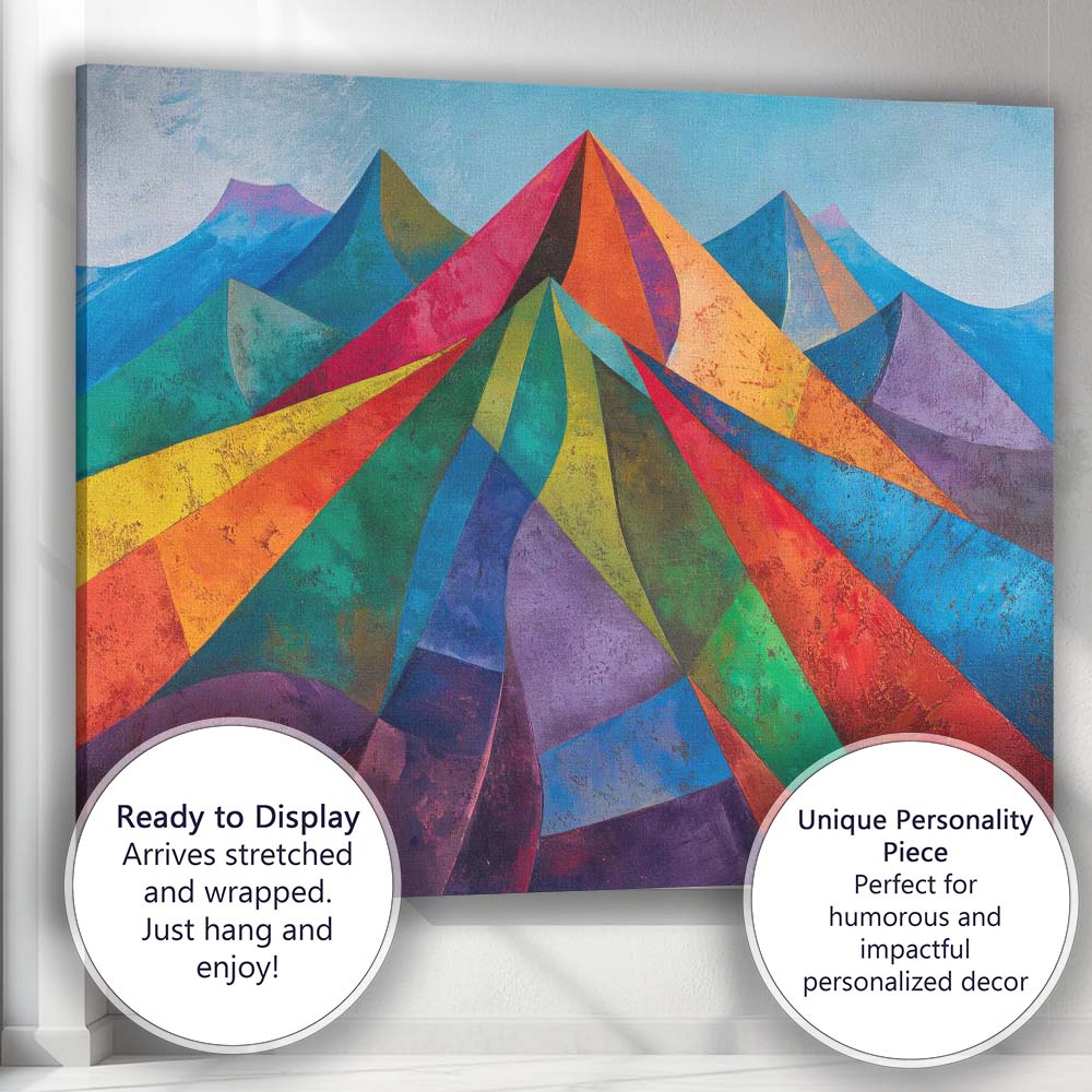 Vibrant Geometric Mountain Range Modern Abstract Landscape Canvas Wall Art Print Decor Picture Ready to Hang
