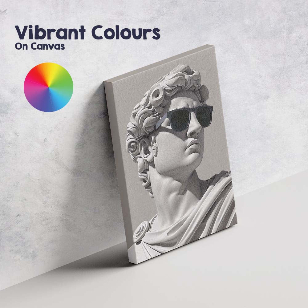 Classical Greek David Bust with Black Sunglasses Modern Sculpture Canvas Wall Art Print Decor Picture Ready to Hang
