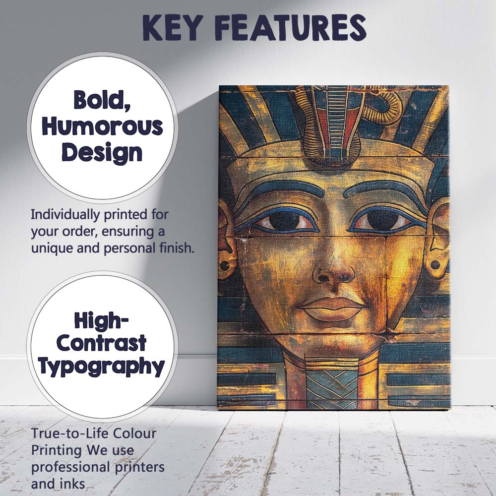 Golden Pharaoh Death Mask Ancient Egypt Portrait Canvas Wall Art Print Decor Picture Ready to Hang