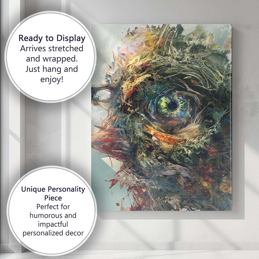Nature Spirit Woodland Eye Fantasy Mixed Media Portrait Canvas Wall Art Print Decor Picture Ready to Hang