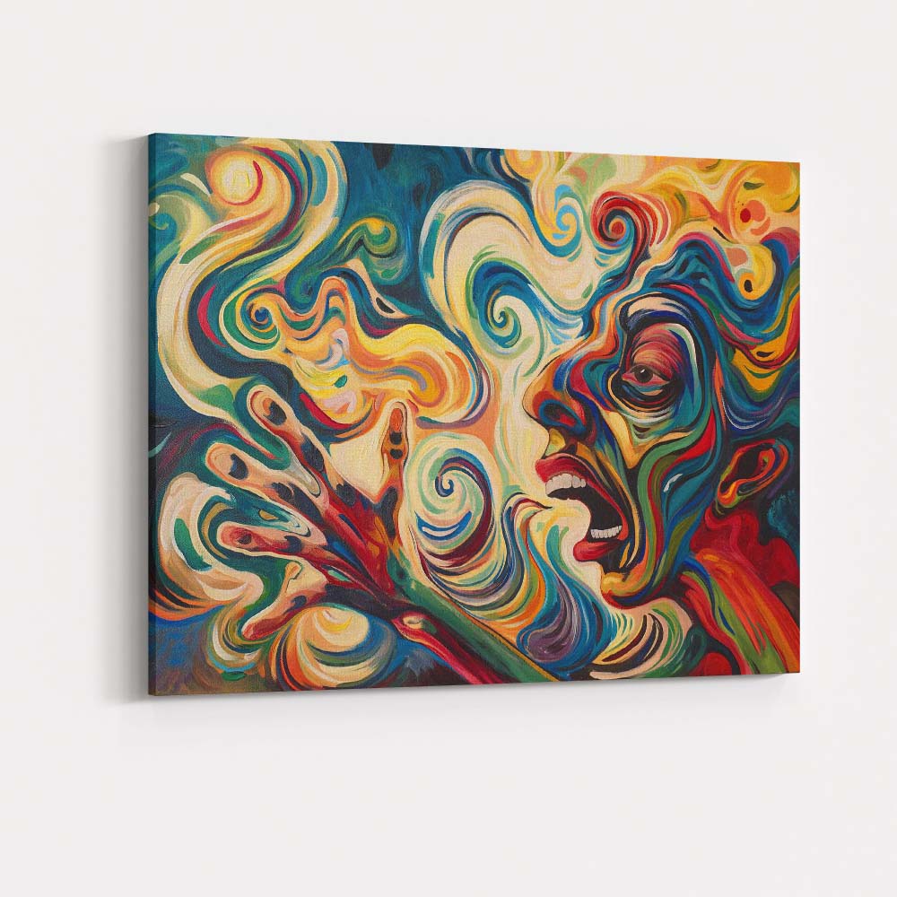 Colourful Expressionist Scream Abstract Face Painting Canvas Wall Art Print Decor Picture Ready to Hang