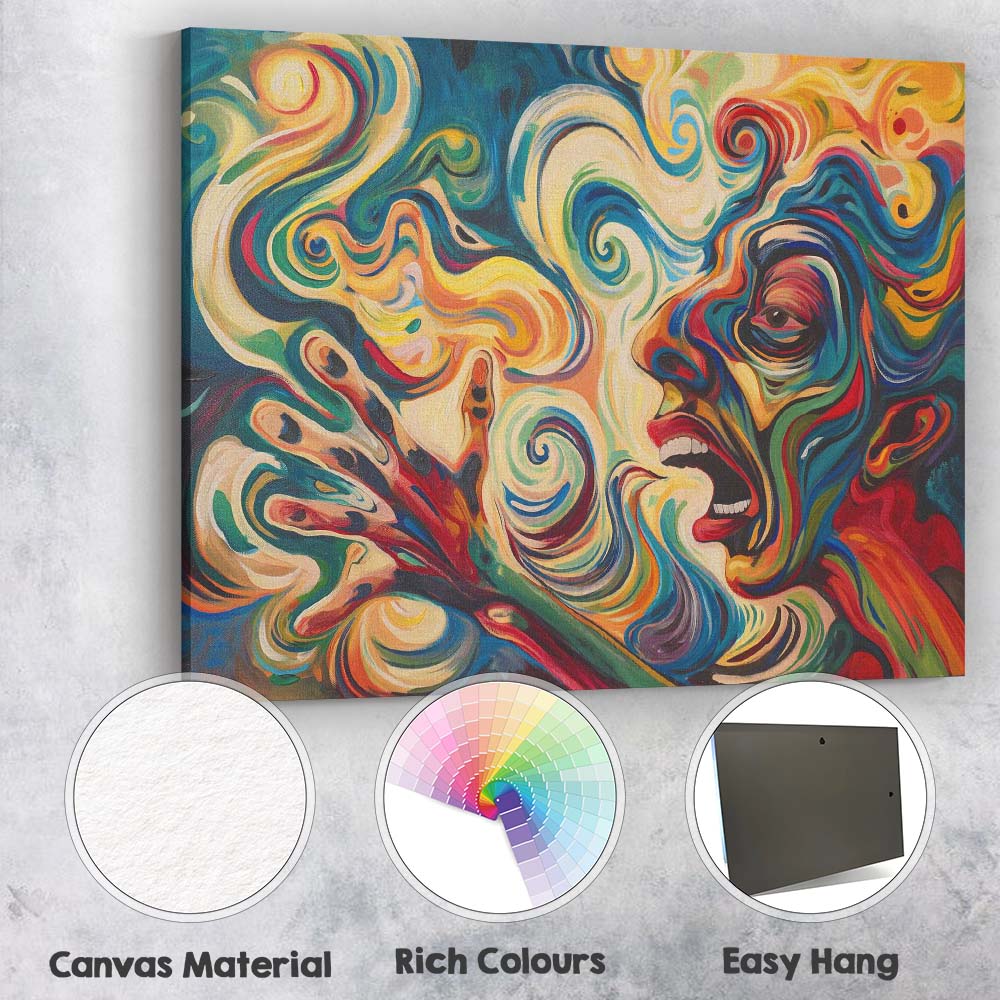 Colourful Expressionist Scream Abstract Face Painting Canvas Wall Art Print Decor Picture Ready to Hang