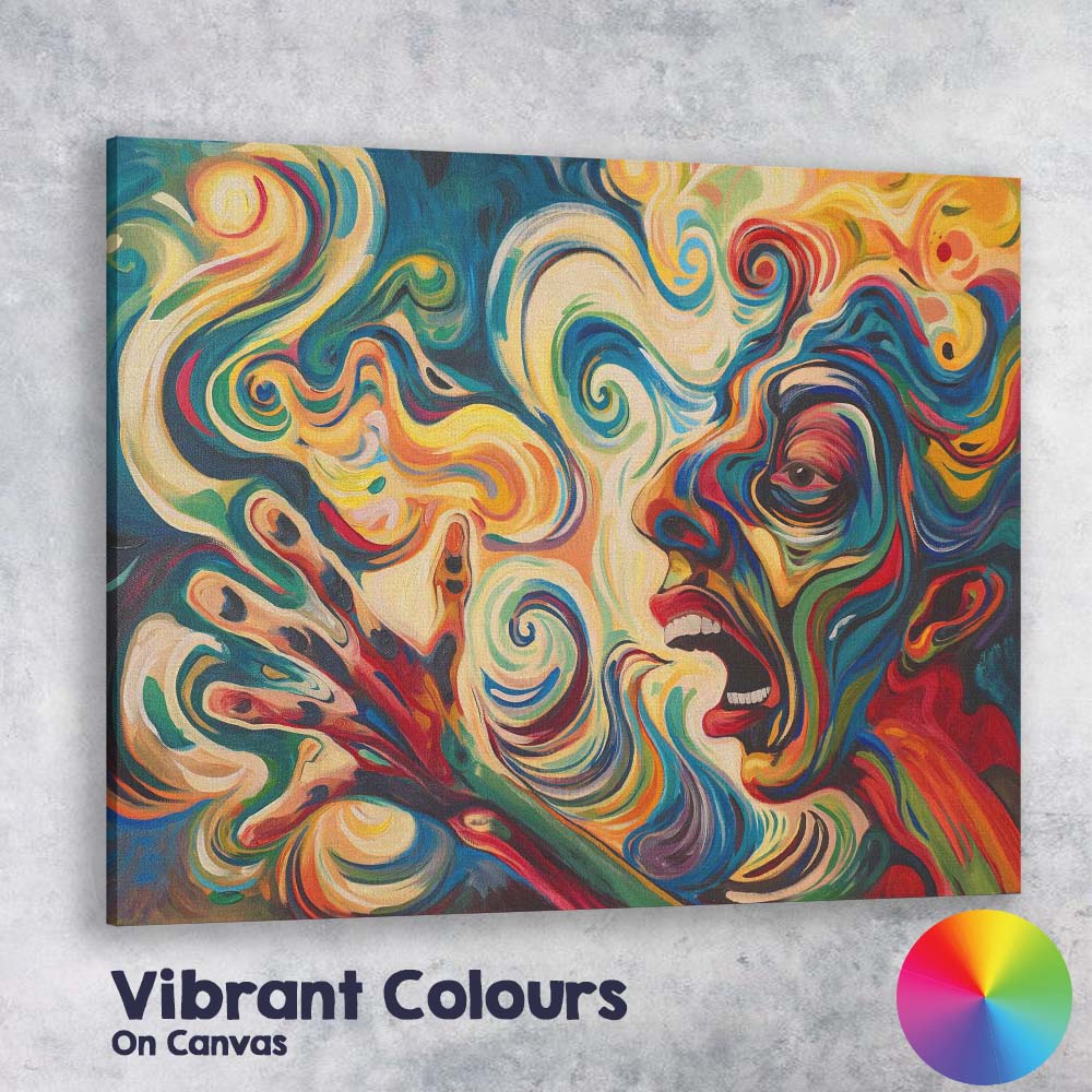 Colourful Expressionist Scream Abstract Face Painting Canvas Wall Art Print Decor Picture Ready to Hang