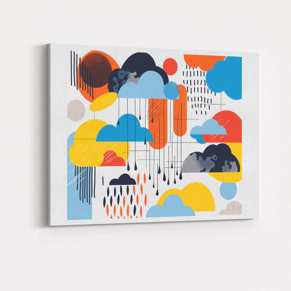 Modern Abstract Weather Clouds Geometric Composition Canvas Wall Art Print Decor Picture Ready to Hang