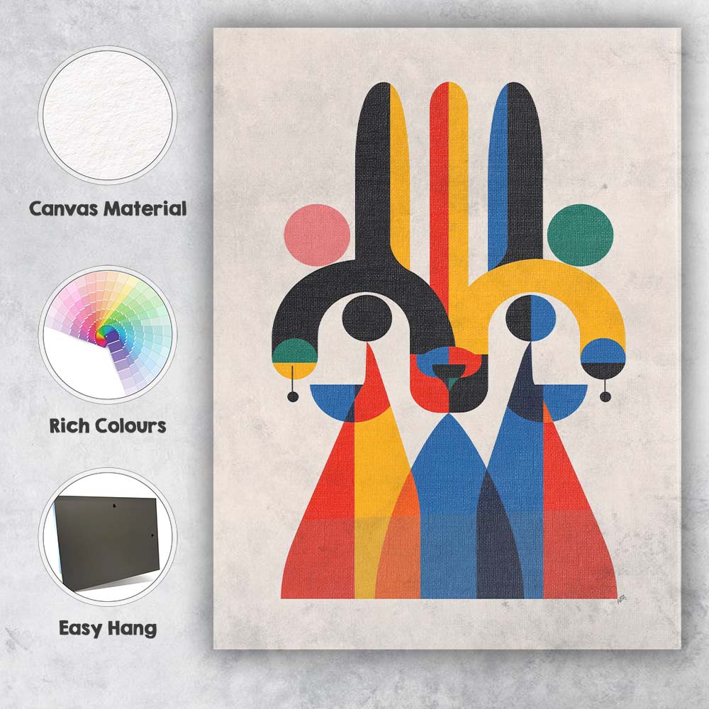 Mid Century Modern Geometric Abstract Figures Canvas Wall Art Print Decor Picture Ready to Hang