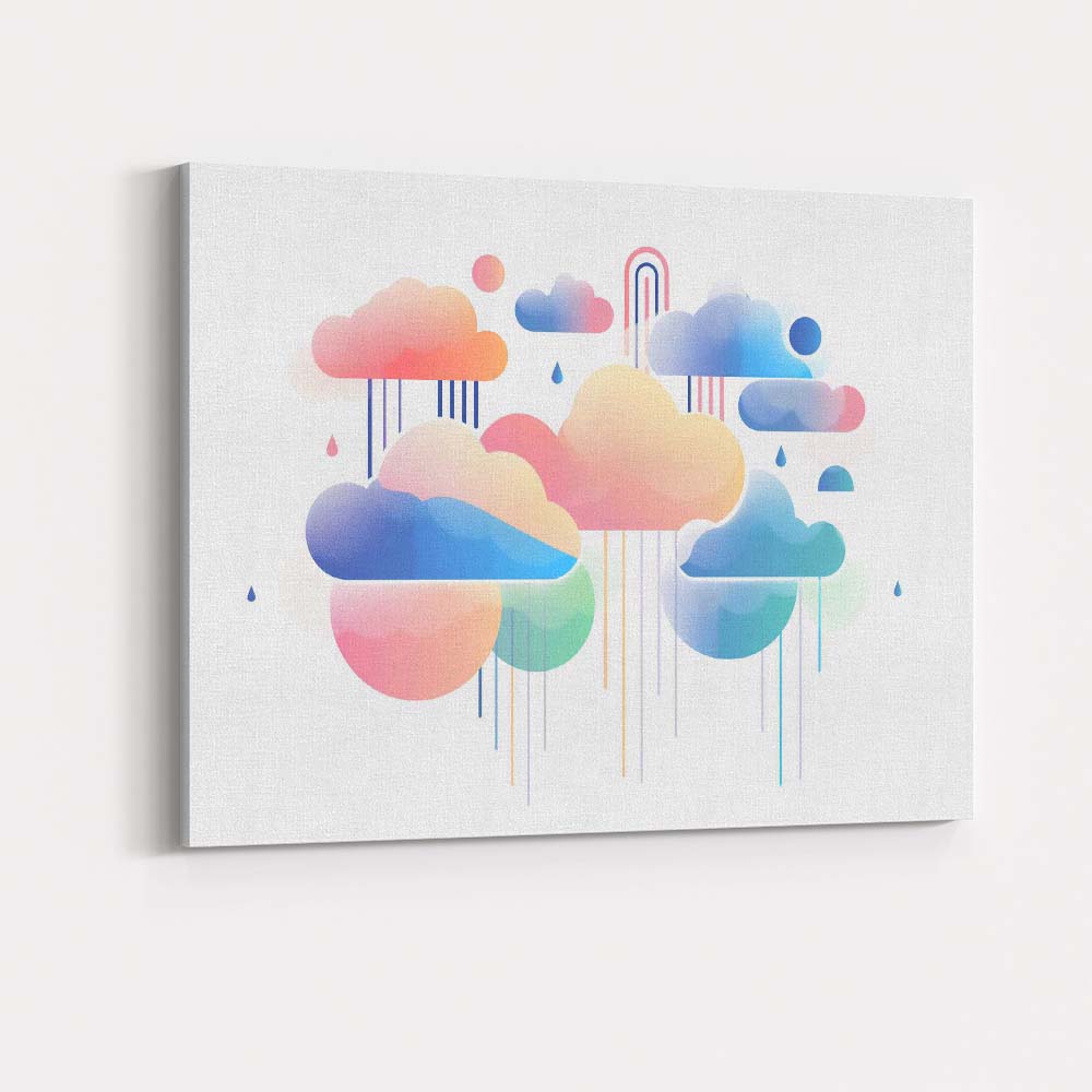 Pastel Dreamy Gradient Rain Clouds Abstract Canvas Wall Art Print Decor Picture Ready to Hang