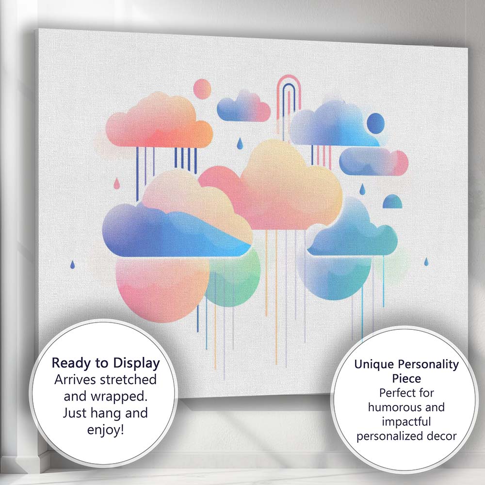 Pastel Dreamy Gradient Rain Clouds Abstract Canvas Wall Art Print Decor Picture Ready to Hang