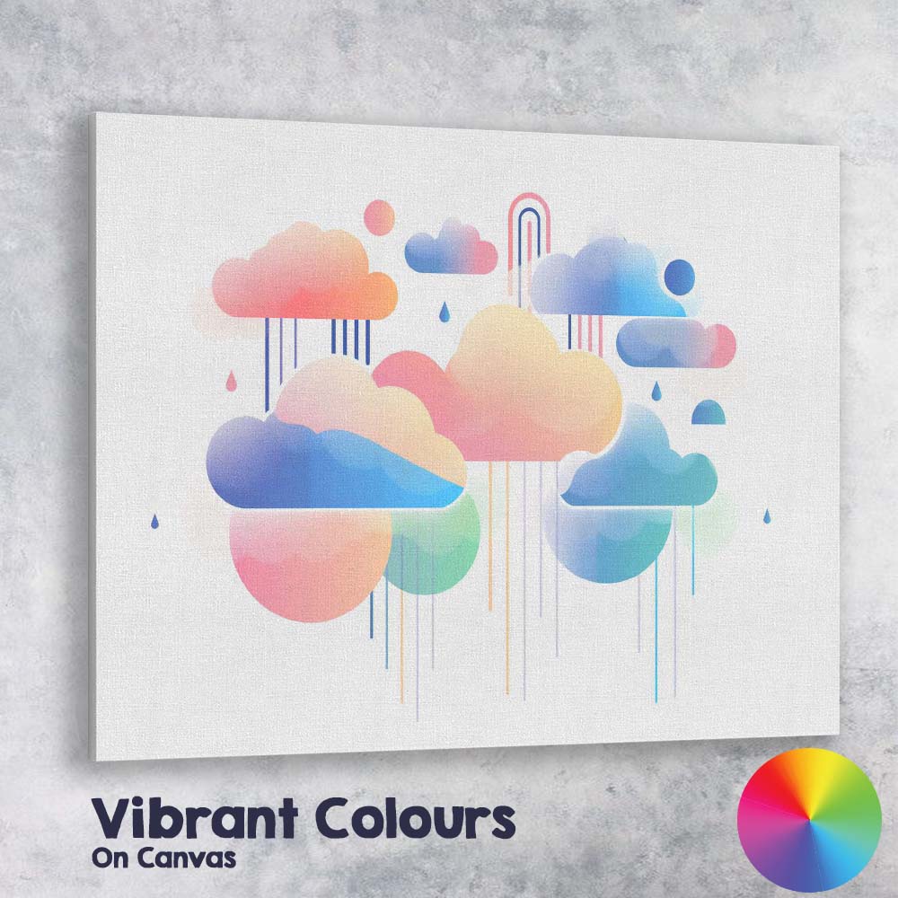 Pastel Dreamy Gradient Rain Clouds Abstract Canvas Wall Art Print Decor Picture Ready to Hang