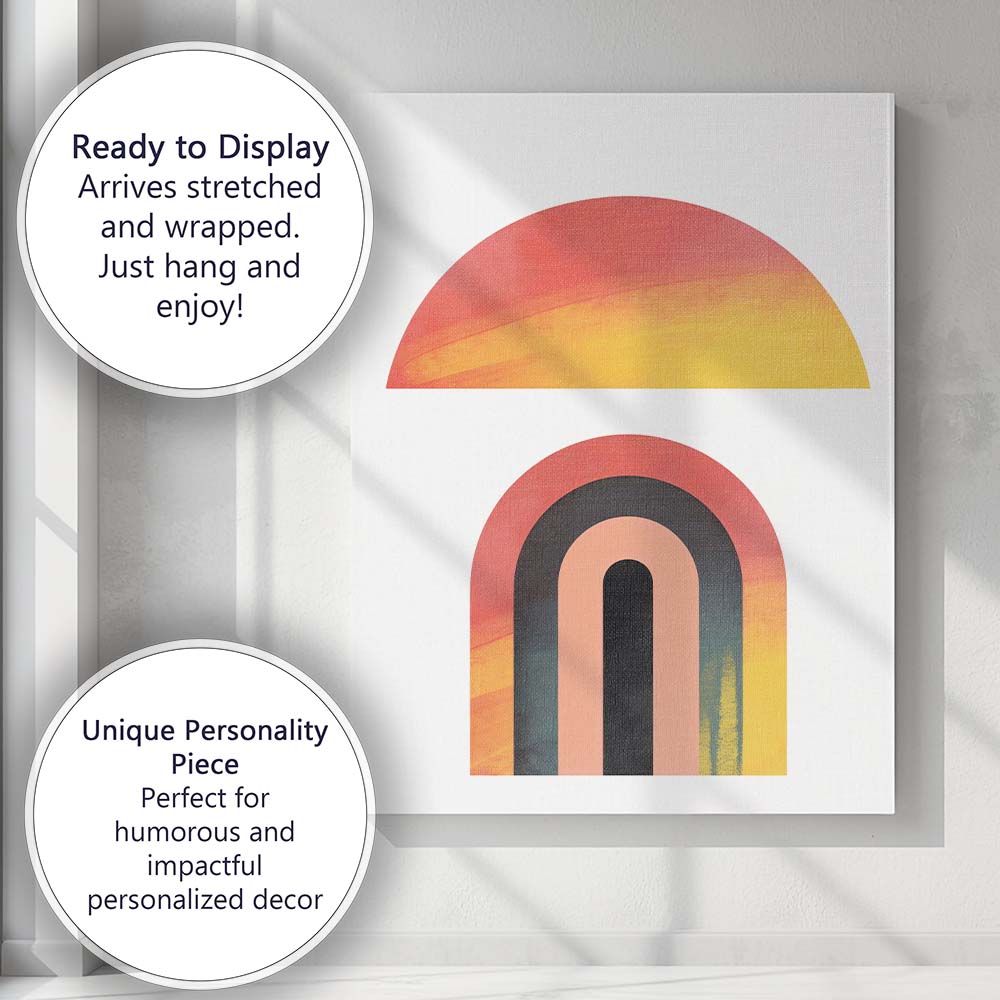 Warm Sunset Arch Abstract Geometric Minimalist Canvas Wall Art Print Decor Picture Ready to Hang