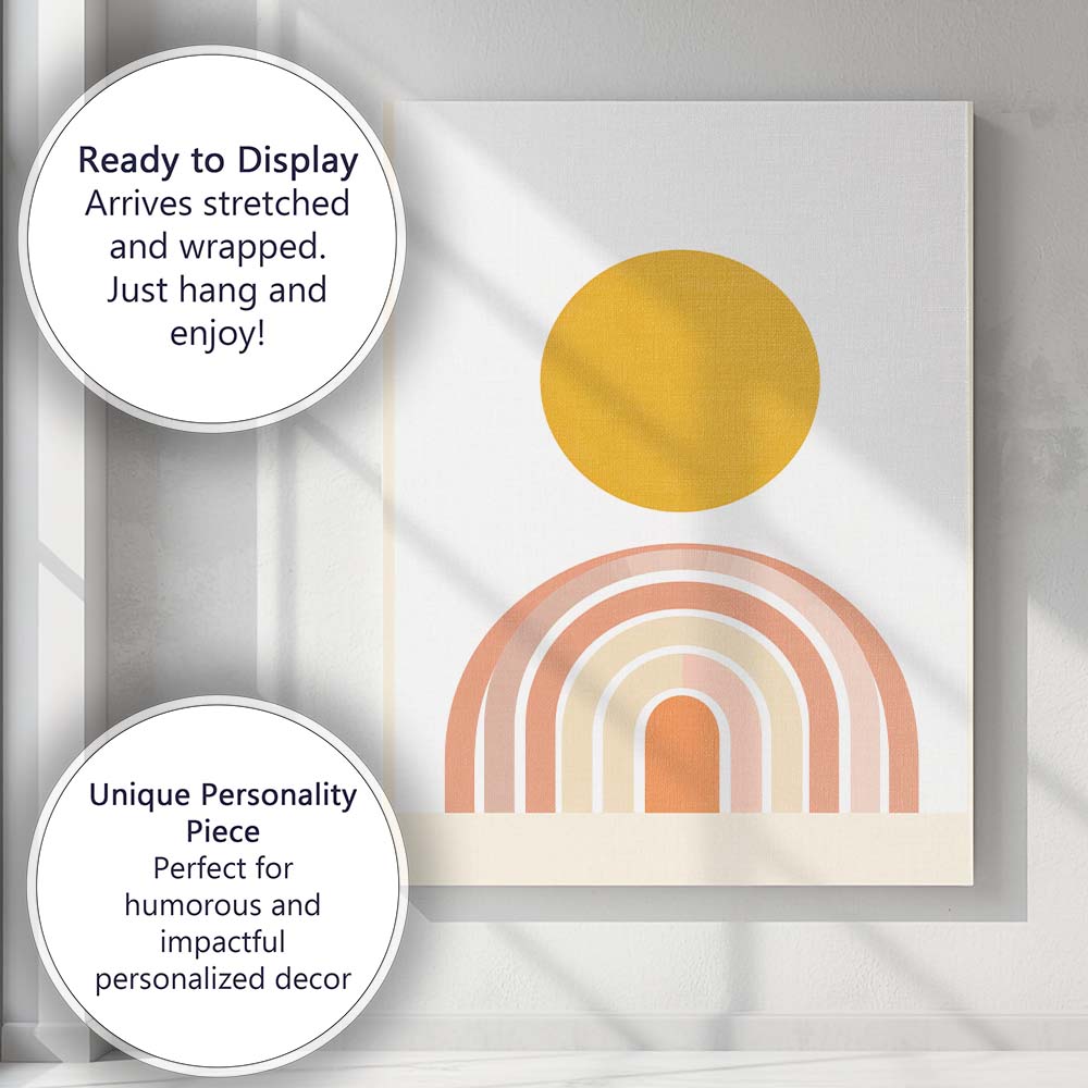Boho Rainbow Sun Minimalist Scandinavian Geometric Canvas Wall Art Print Decor Picture Ready to Hang