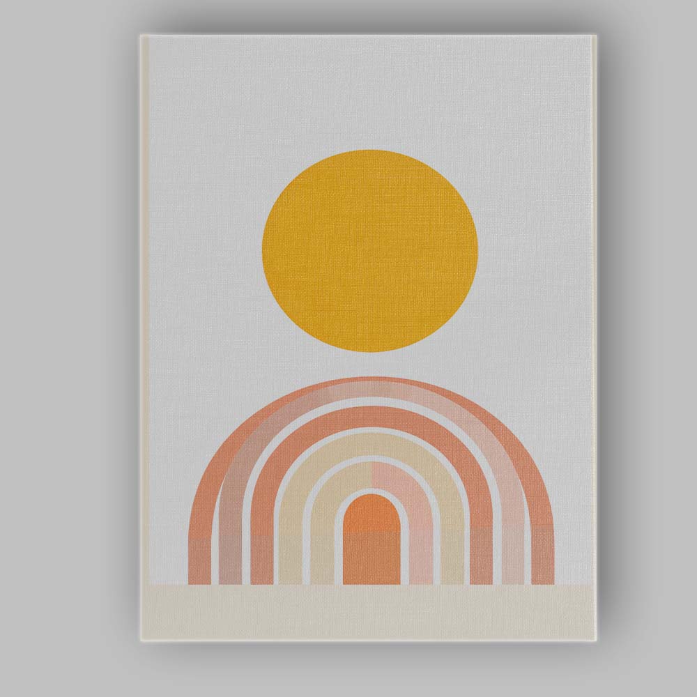 Boho Rainbow Sun Minimalist Scandinavian Geometric Canvas Wall Art Print Decor Picture Ready to Hang