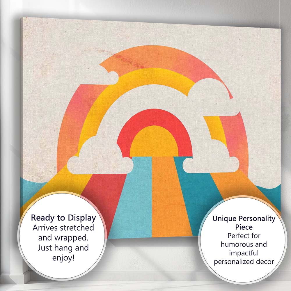 Abstract Rainbow Path Geometric Landscape Modern Canvas Wall Art Print Decor Picture Ready to Hang