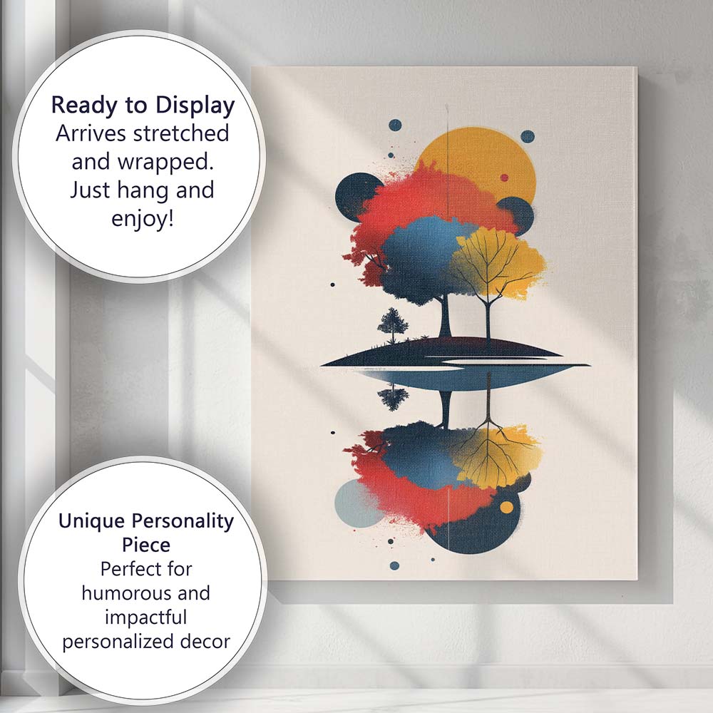 Colourful Abstract Forest Reflection Modern Landscape Canvas Wall Art Print Decor Picture Ready to Hang