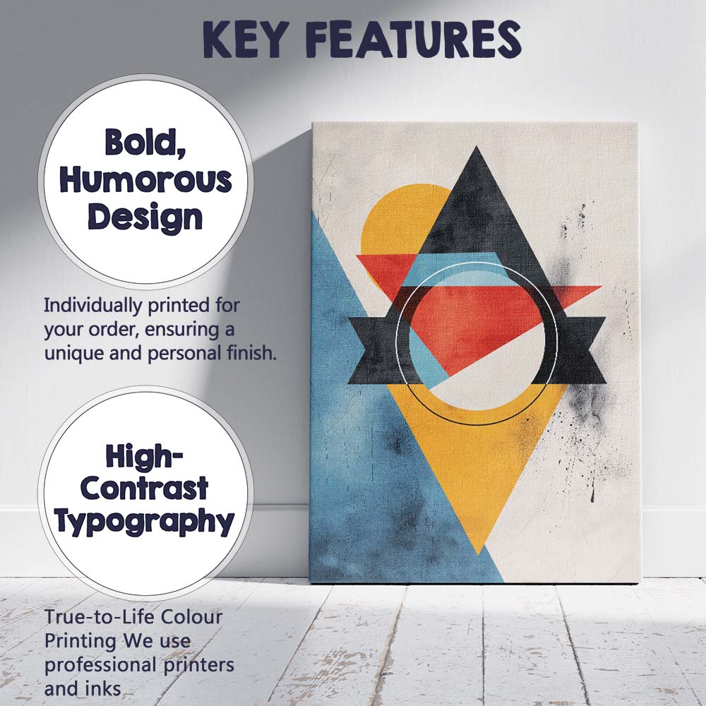 Colourful Abstract Geometric Shapes Modern Minimalist Canvas Wall Art Print Decor Picture Ready to Hang