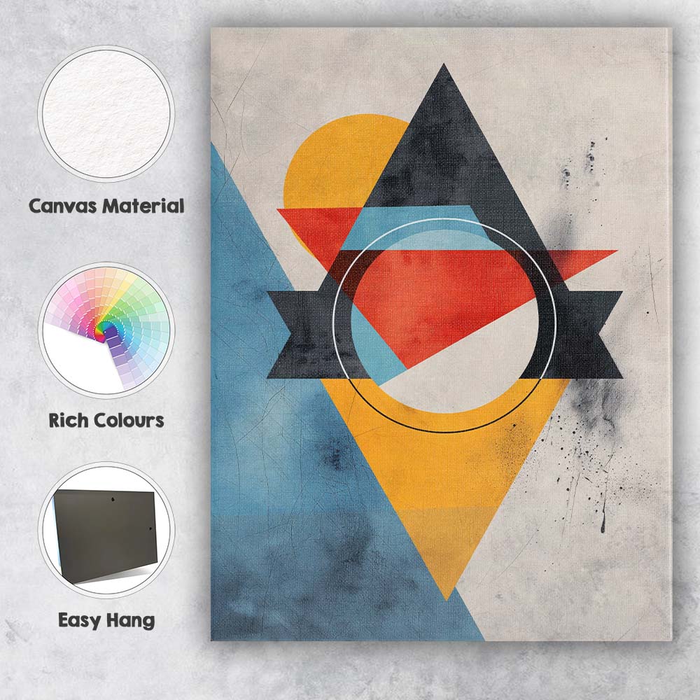 Colourful Abstract Geometric Shapes Modern Minimalist Canvas Wall Art Print Decor Picture Ready to Hang